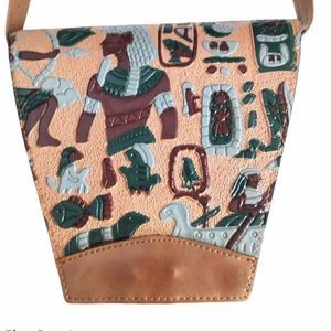 Egyptian Hand Crafted Leather Crossbody Bag Tan